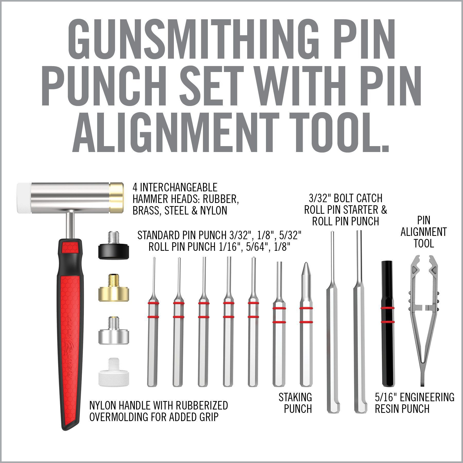 Real Avid Accu-Punch Hammer & AR15 Pin Punch Set